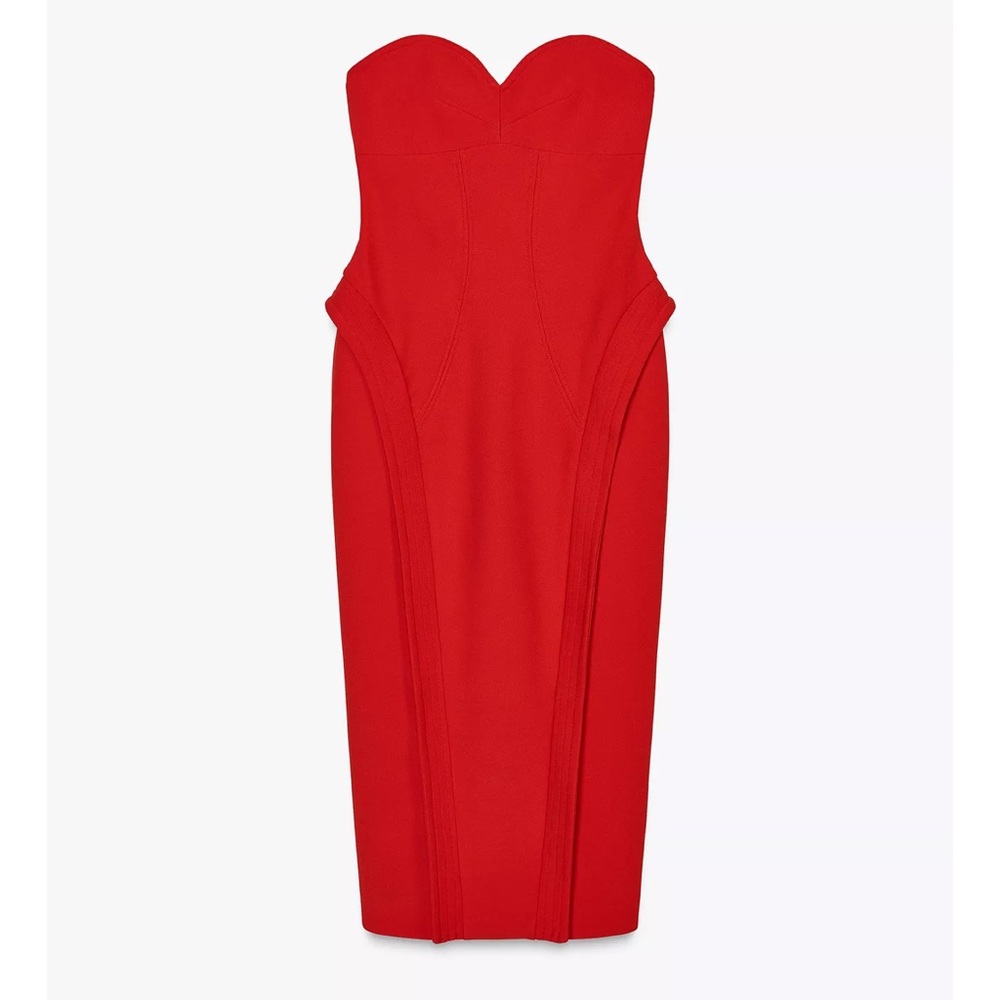 ZARA SWEETHEART NECKLINE MIDI DRESS